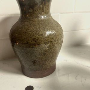 Green Mid-Century Modern Stoneware Vase by Jennifer Lee - MCM pottery